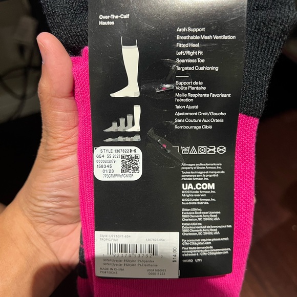Under Armour UA TEAM athletic cushioned Over-the-calf (OTC) knee high pink sock - Picture 4 of 4